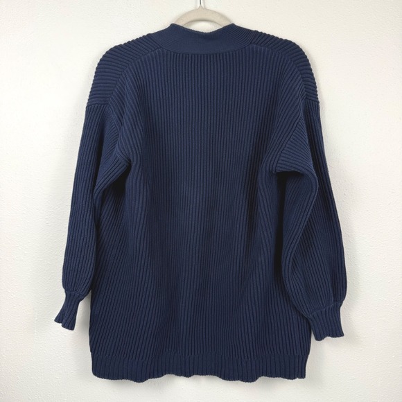 Quince Navy Blue Organic Cotton Oversized Cardigan Sweater - Small - Picture 2 of 7